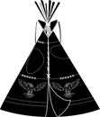 Silhouette of Cartoon teepee tipi. Traditional Indian dwelling Royalty Free Stock Photo